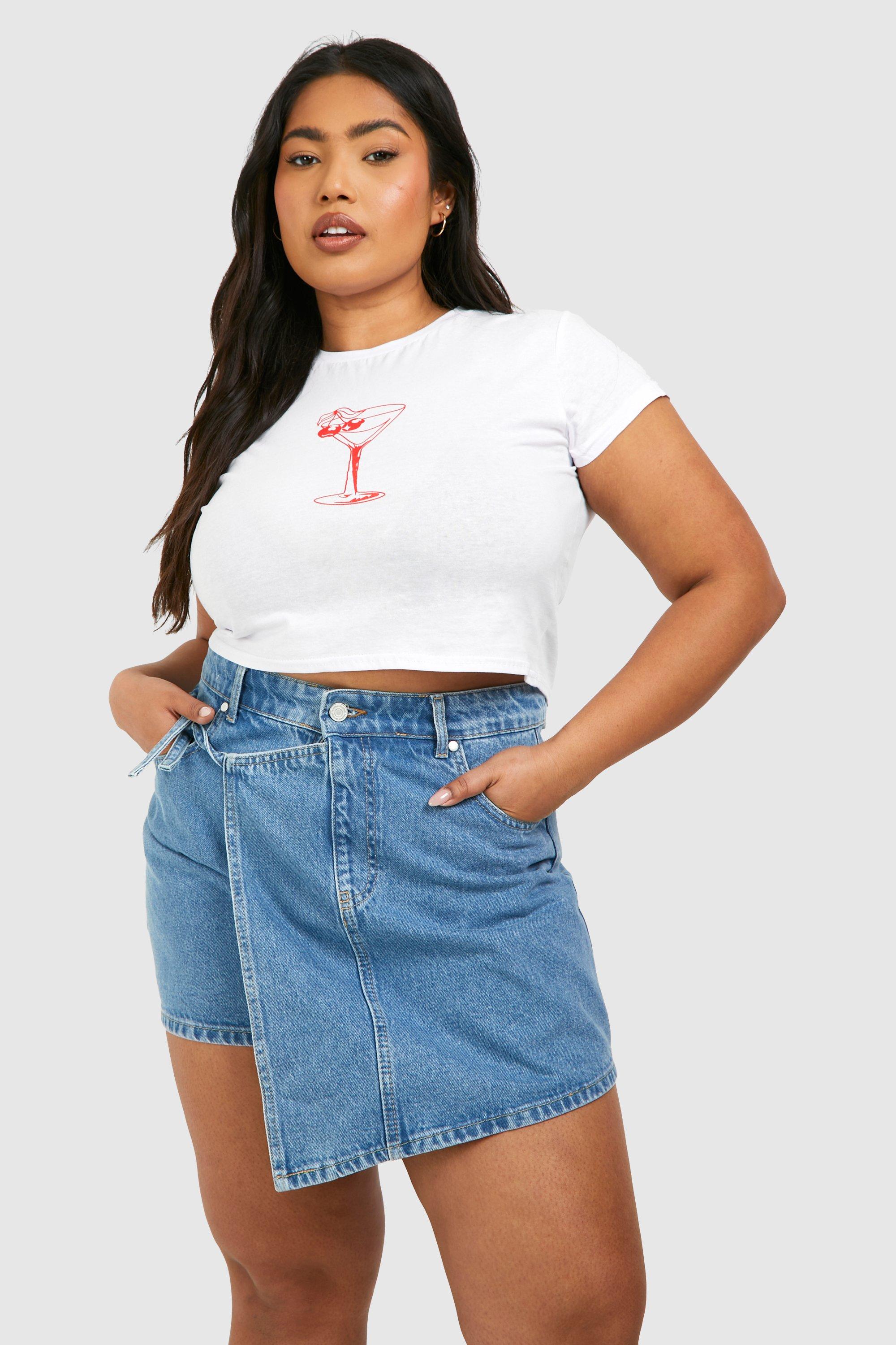Plus size jean skorts sales